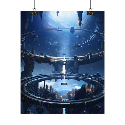 Aetherial Space Station: Massive, Futuristic Space Station in Orbit - Poster