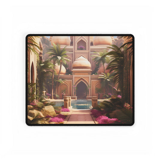 Hidden Arabian Desert Paradise: Serene Oasis Art - Desk Mat
