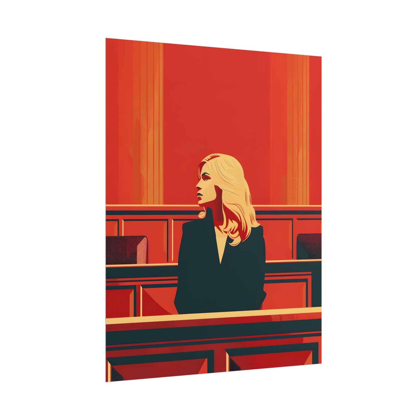 Elegant Woman in White: Modern Art Portrait - Poster