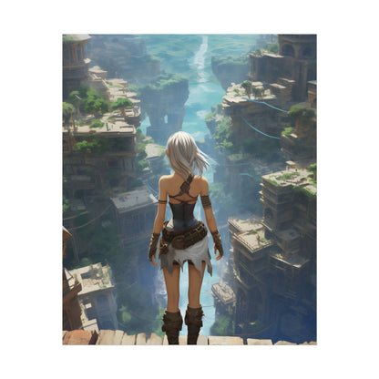 Dramatic Anime Female: Dynamic Birds Eye View Artwork - Poster