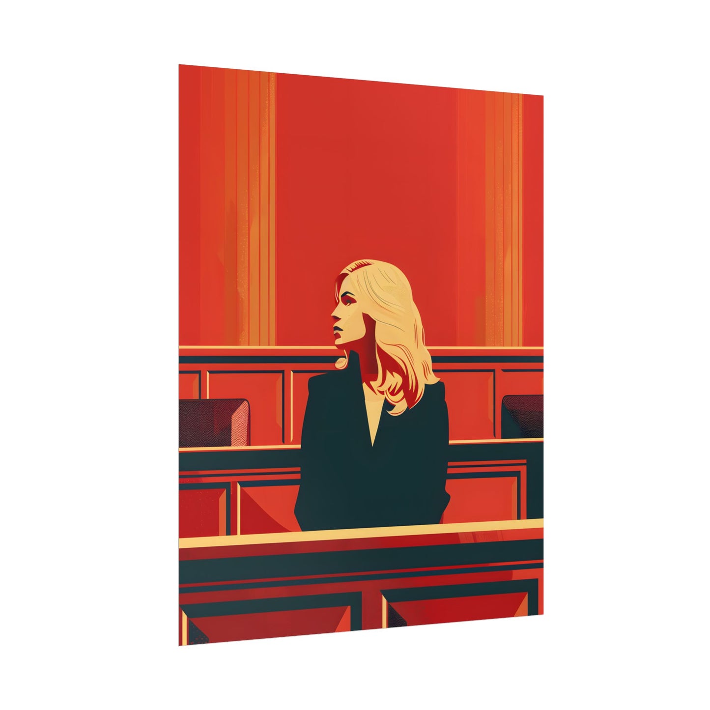 Elegant Woman in White: Modern Art Portrait - Poster