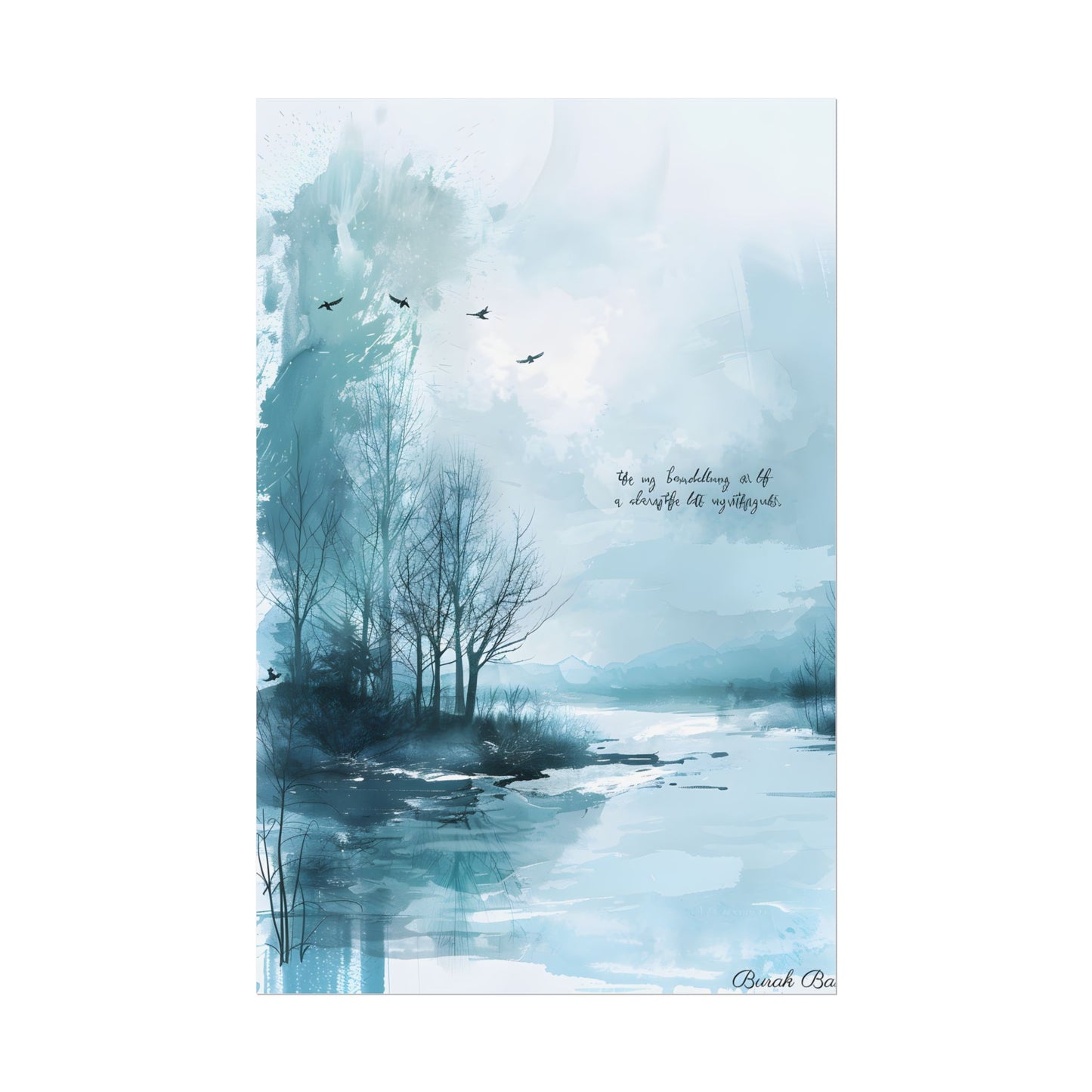 Serene Landscape: A Peaceful Nature Scene with Inspirational Quote - Poster