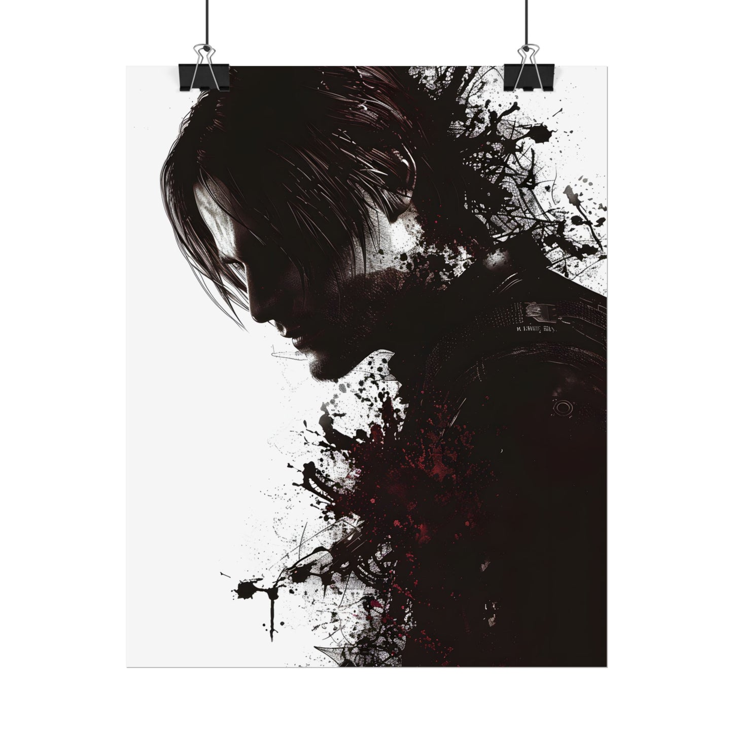 Emerging from Darkness: Blood-Splattered Figure Digital Art - Poster