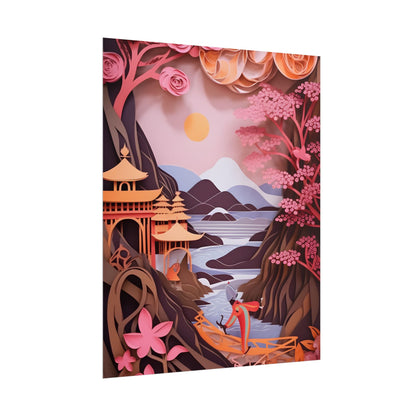 Japanese Vibrance: Eye-Catching Paper Quilled Landscape Art - Poster