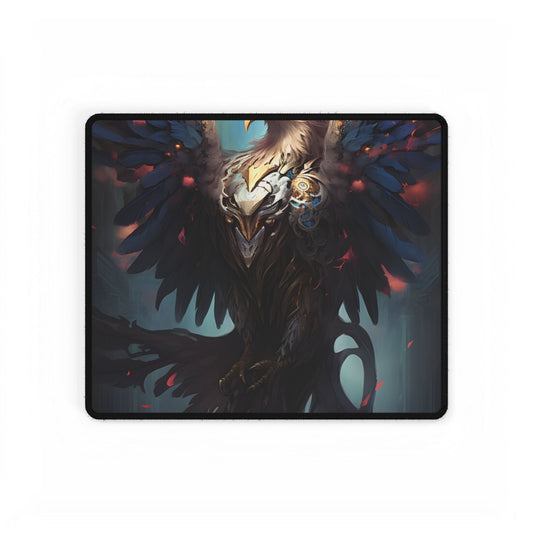 Majestic Songbird in Flight: Grey Feathered Wonder - Desk Mat