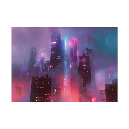 Futuristic Cityscape: Neon Dreams in the Urban Sky - Poster
