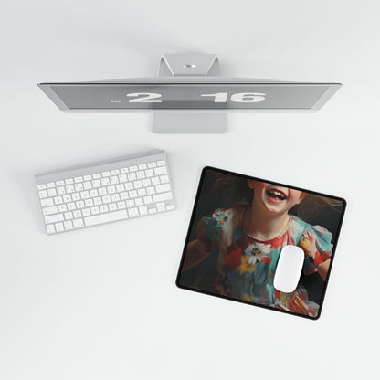 Childhood Innocence Portrait: Intimate Young Boy Artwork - Desk Mat