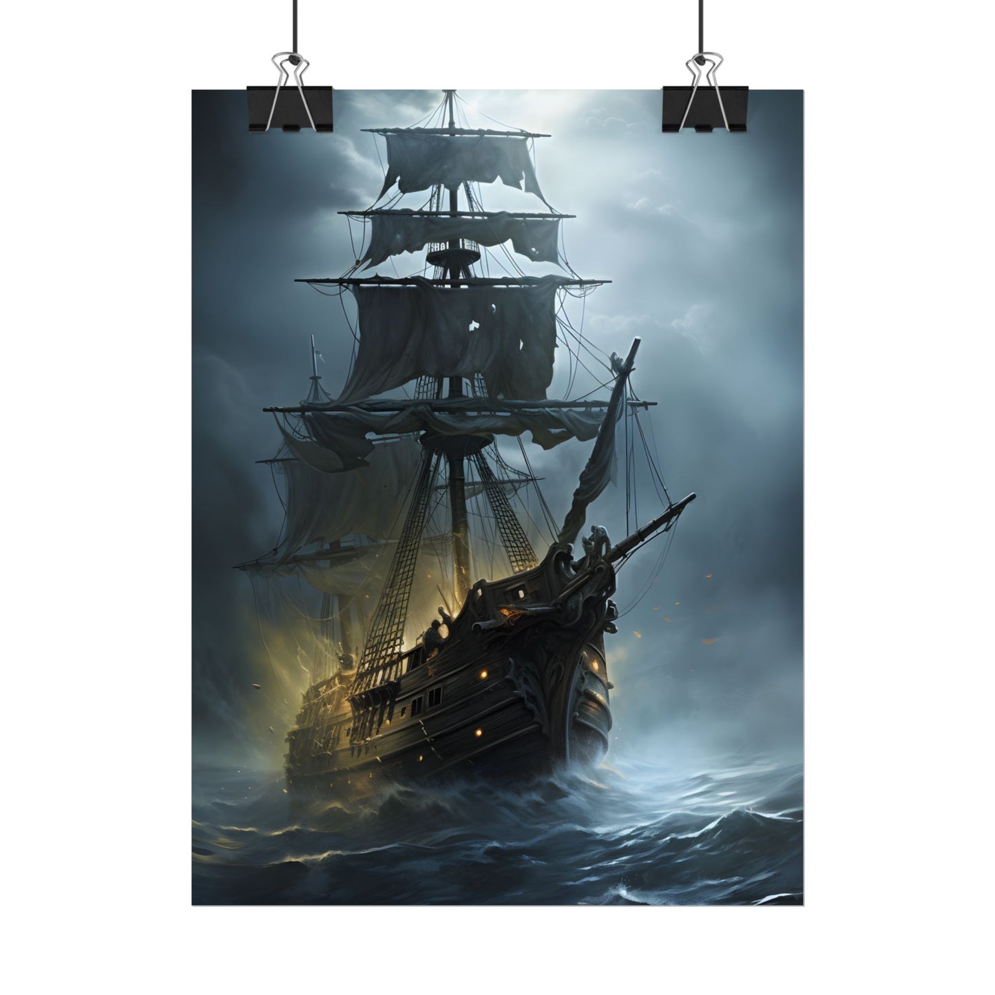 Ghostly Pirate Voyage: Historic Sea Travel Digital Art - Poster