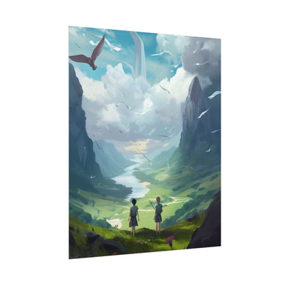 Tranquil Meadow Figures: Realistic Painting of People - Poster