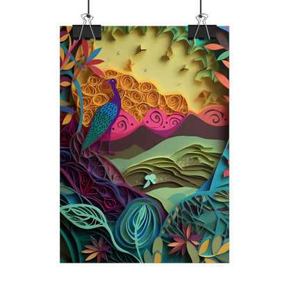 Vibrant Indian Quilling Art: Traditional Landscape Decoration - Poster