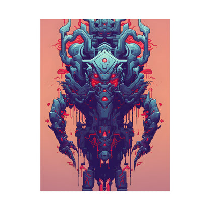 Neon Pixel Pets: Cyberpunk Synthwave Digital Art - Poster