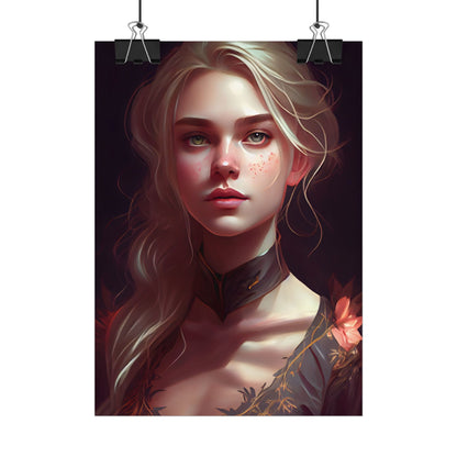 Astonishing Blonde Portrait: Artistic Beauty in Darkness - Poster