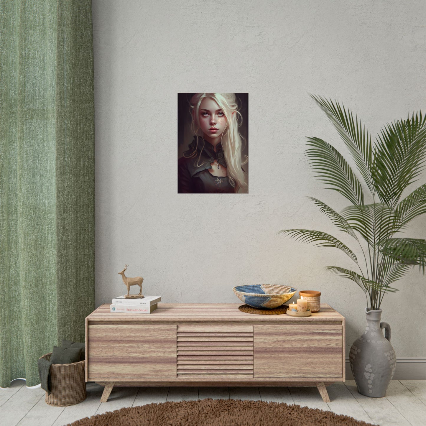 Blonde Portrait: Elegant Woman in Black Dress - Poster