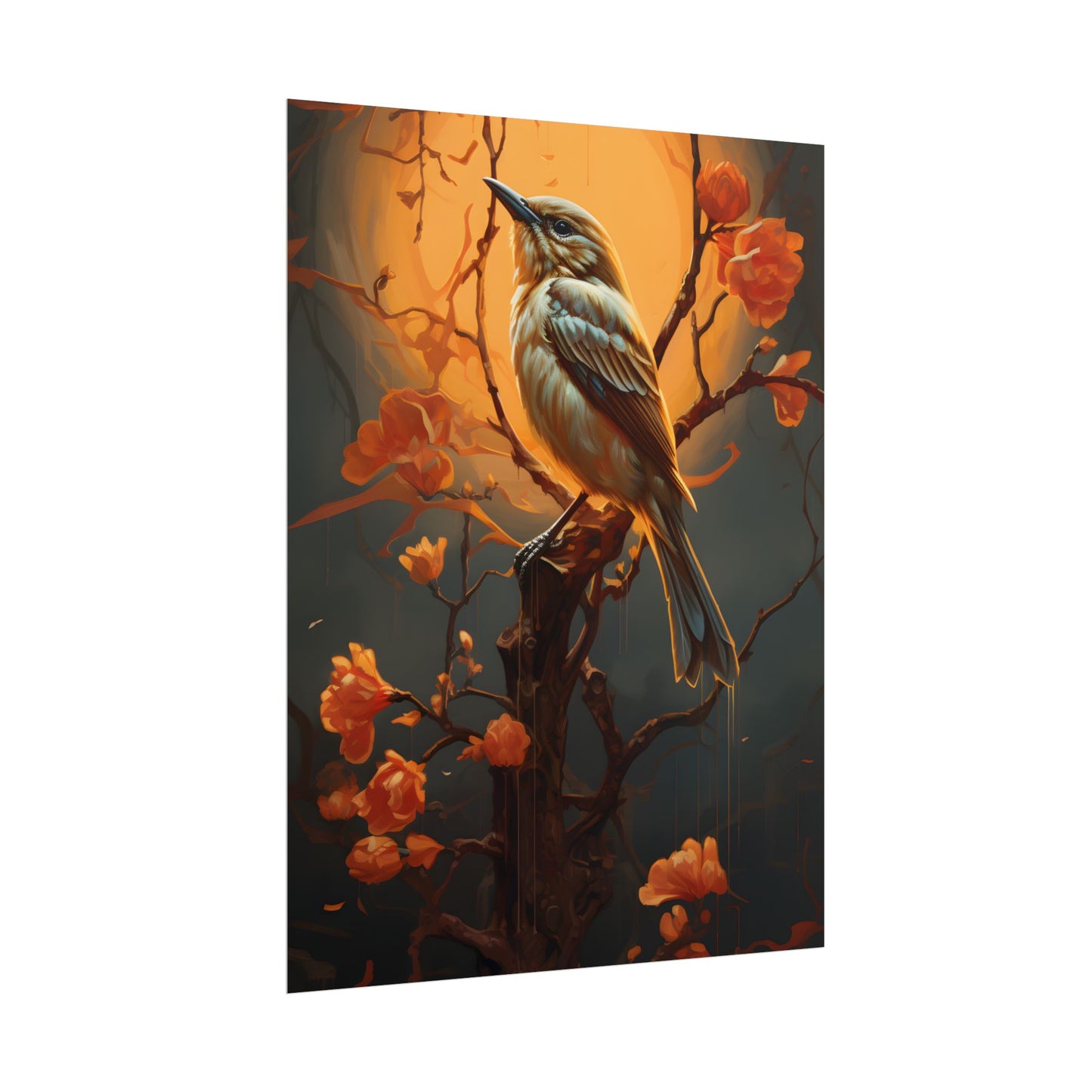 Enigmatic Songbird Guardian: Urban Artwork - Poster