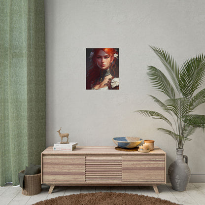 Redheaded Beauty: Formal Portrait in Dark Dress - Poster