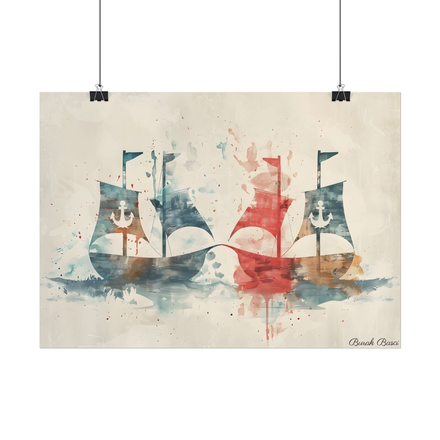 Vintage Nautical Flags: Antique Maritime Heraldry Illustration - Poster
