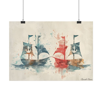 Vintage Nautical Flags: Antique Maritime Heraldry Illustration - Poster