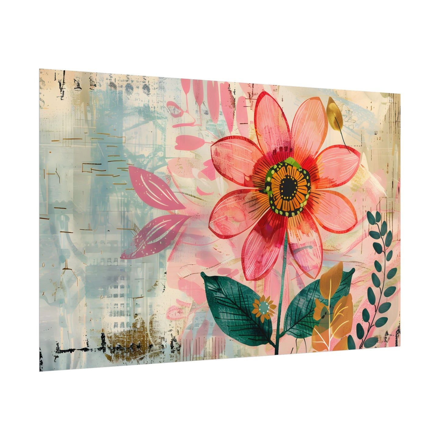 Blooming Growth: Whimsical Flower Art - Poster