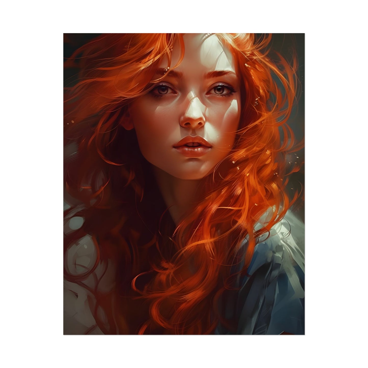 Redhead Female Portrait: Realistic Digital Artwork - Poster