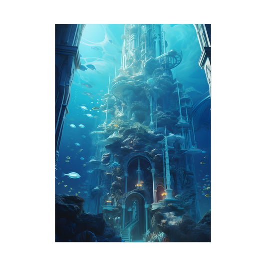 Underwater Future Cityscape: Futuristic Aquatic Architecture Art - Poster