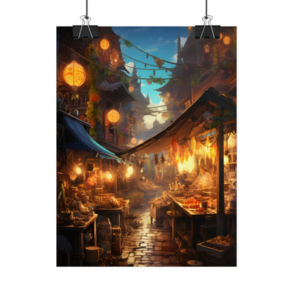 Magical Street Food Market: Vibrant Colors - Poster