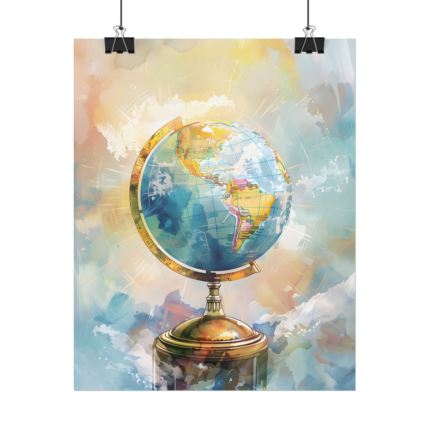 Vintage-Style Globe: World Map with Iconic Features - Poster