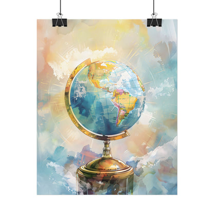Vintage-Style Globe: World Map with Iconic Features - Poster