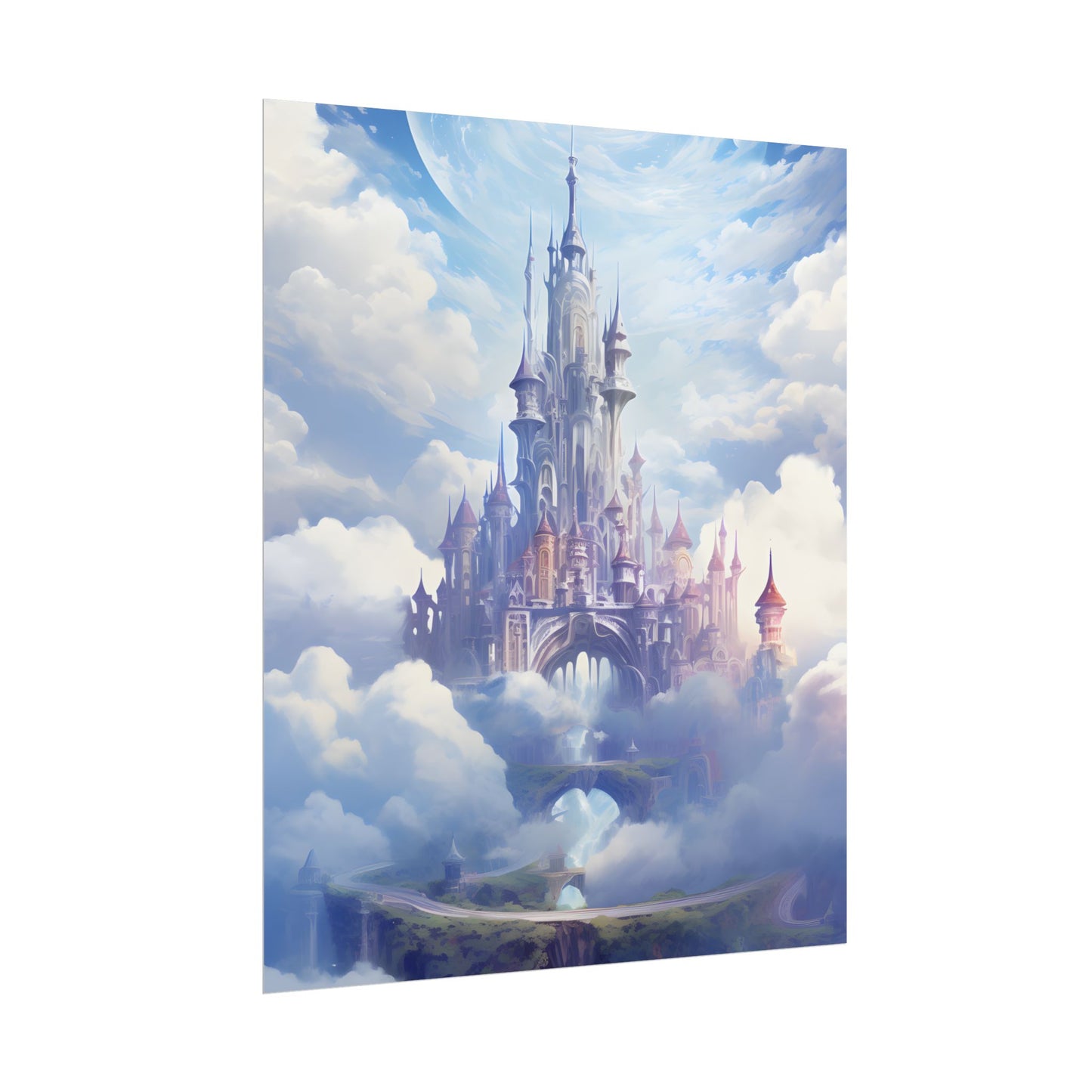 Floating Fantasy City: Celestial Digital Art - Poster