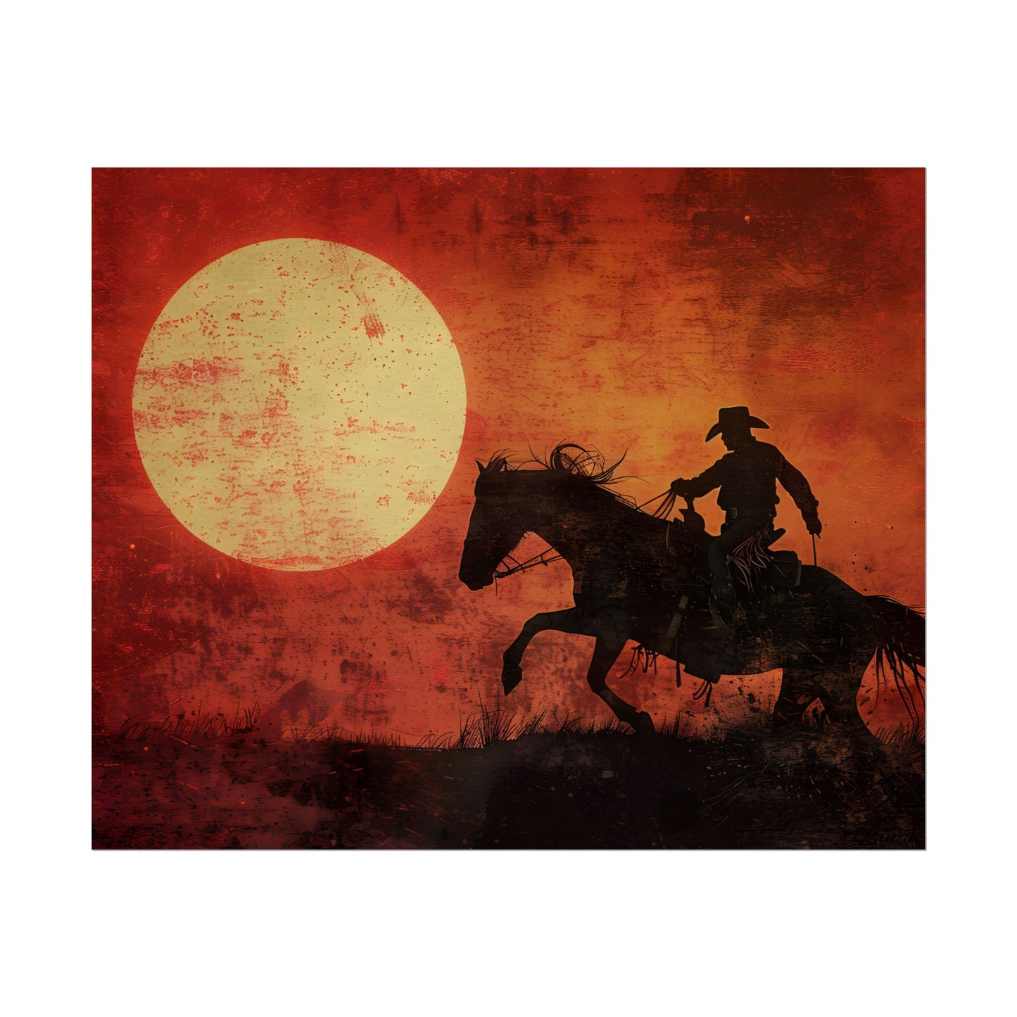Rodeo Cowboy in Action: Vintage Bronco Ride - Poster