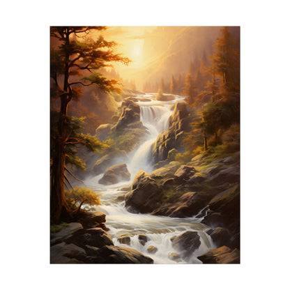 Breathtaking Waterfall: Oil Painting Artwork - Poster