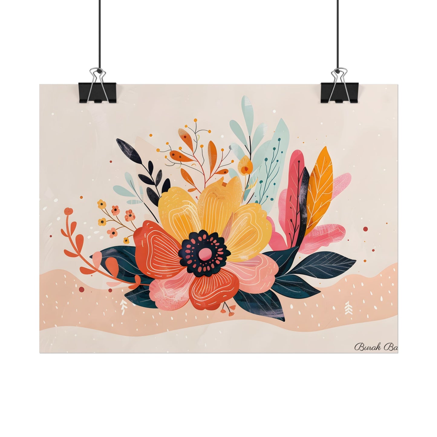 Blooming Growth: Vibrant Flower Artwork - Poster