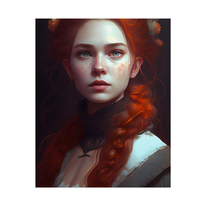 Astonishing Redhead Portrait: Elegant Young Woman in Dress - Poster