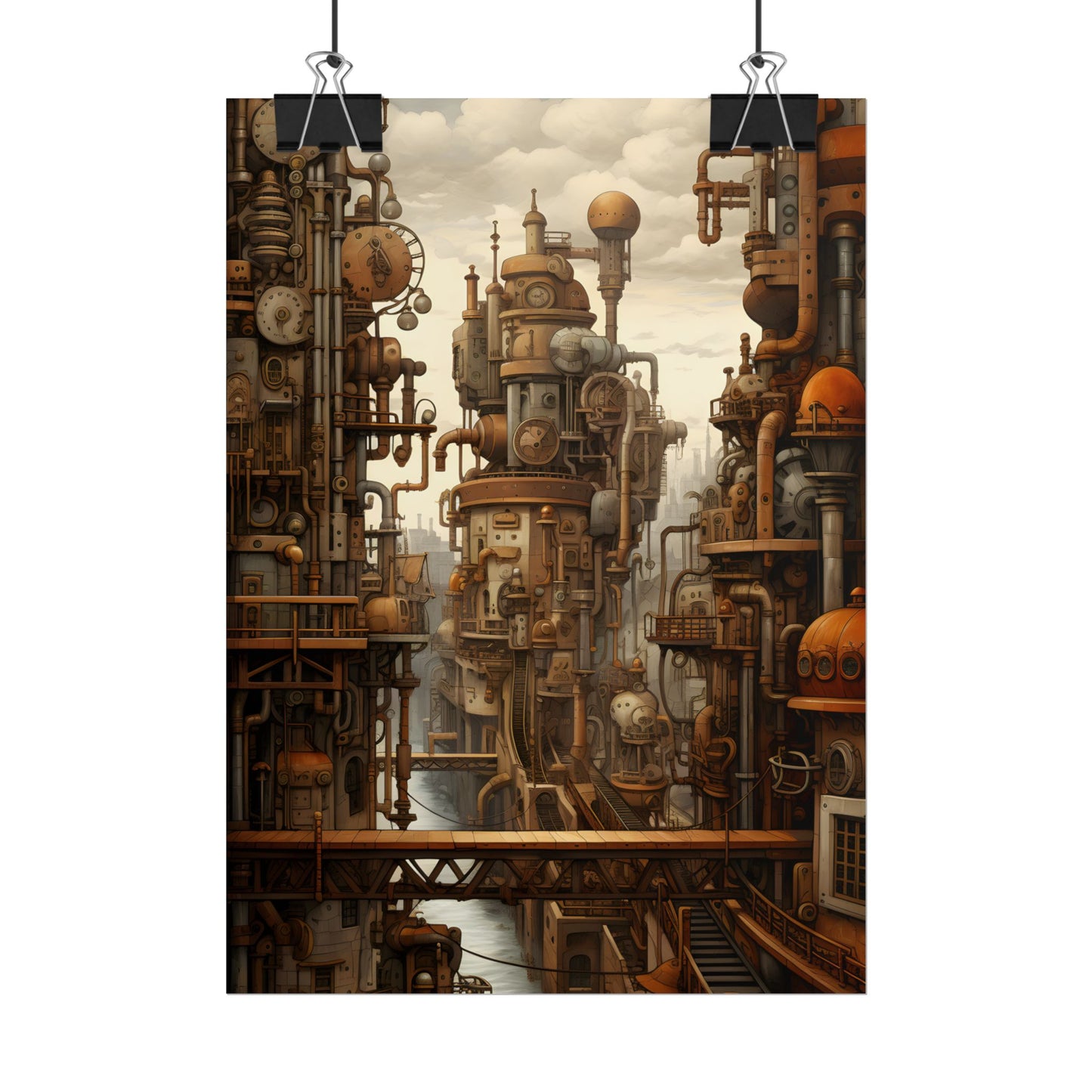Steampunk Cityscape: Vintage Parisian Dreamscape - Poster