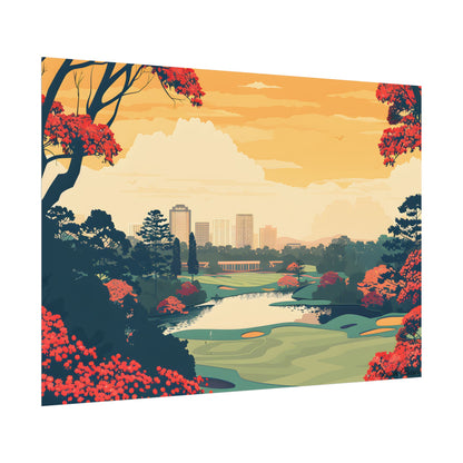 Retro-Style Augusta Georgia Golf Course: Vibrant Illustration Art - Poster