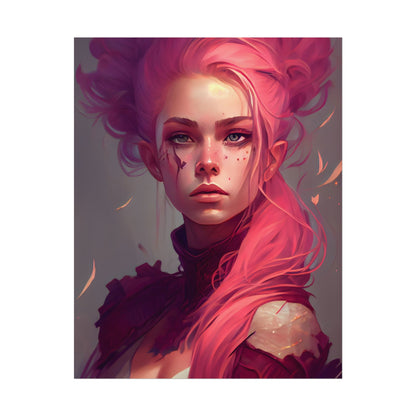 Enigmatic Portrait: Pink Hair in Darkness - Poster