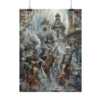 Victorian Lowbrow Jazz: Skeleton Band in Artistic Swing - Poster
