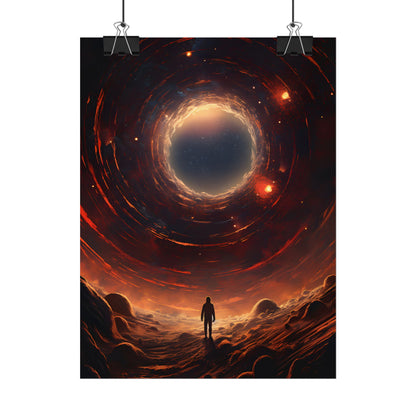 Black Hole Cosmic: A Realistic Digital Artwork of a Planet in Orbit - Poster