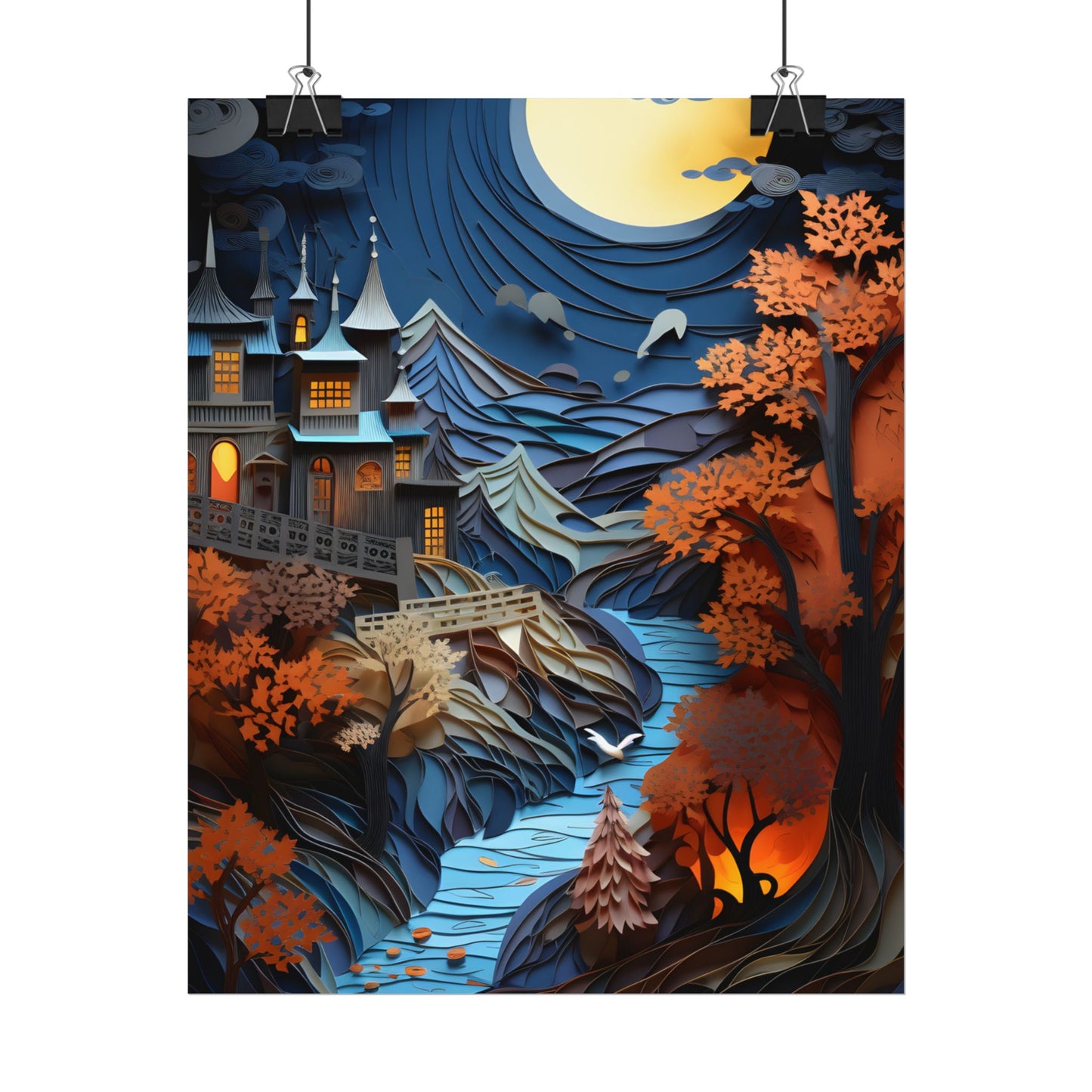 Eye-Catching European Landscape: Realistic Paper Quilling Artwork - Poster