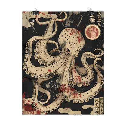 Stylized Japanese Octopus: Minimal Artwork - Poster