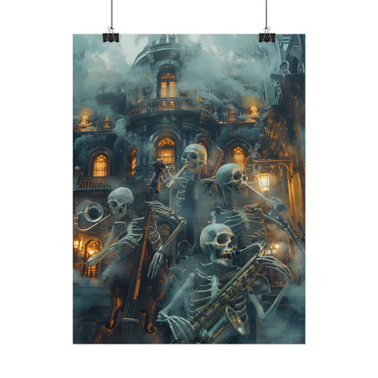 Victorian Lowbrow Skeleton Jazz Band: Dark Artwork - Poster