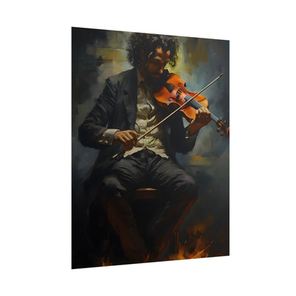 Mysterious Musician Portrait: Digital Artwork - Poster