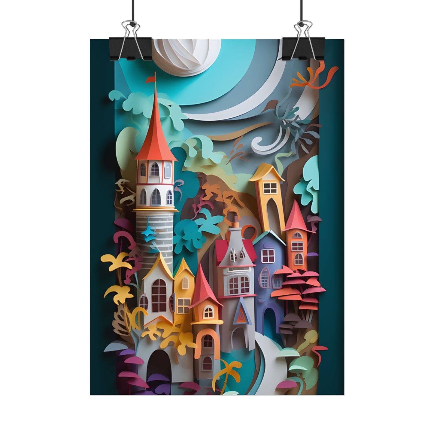 Eye-Catching European Landscape: Paper Quilling Artwork - Poster