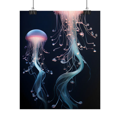Bioluminescent Oceanic Ballet: Underwater Dancer in Motion - Poster