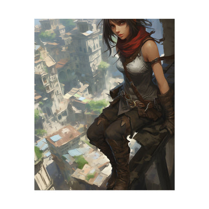 Anime Fantasy Bird's Eye View: White Feathers Digital Art - Poster