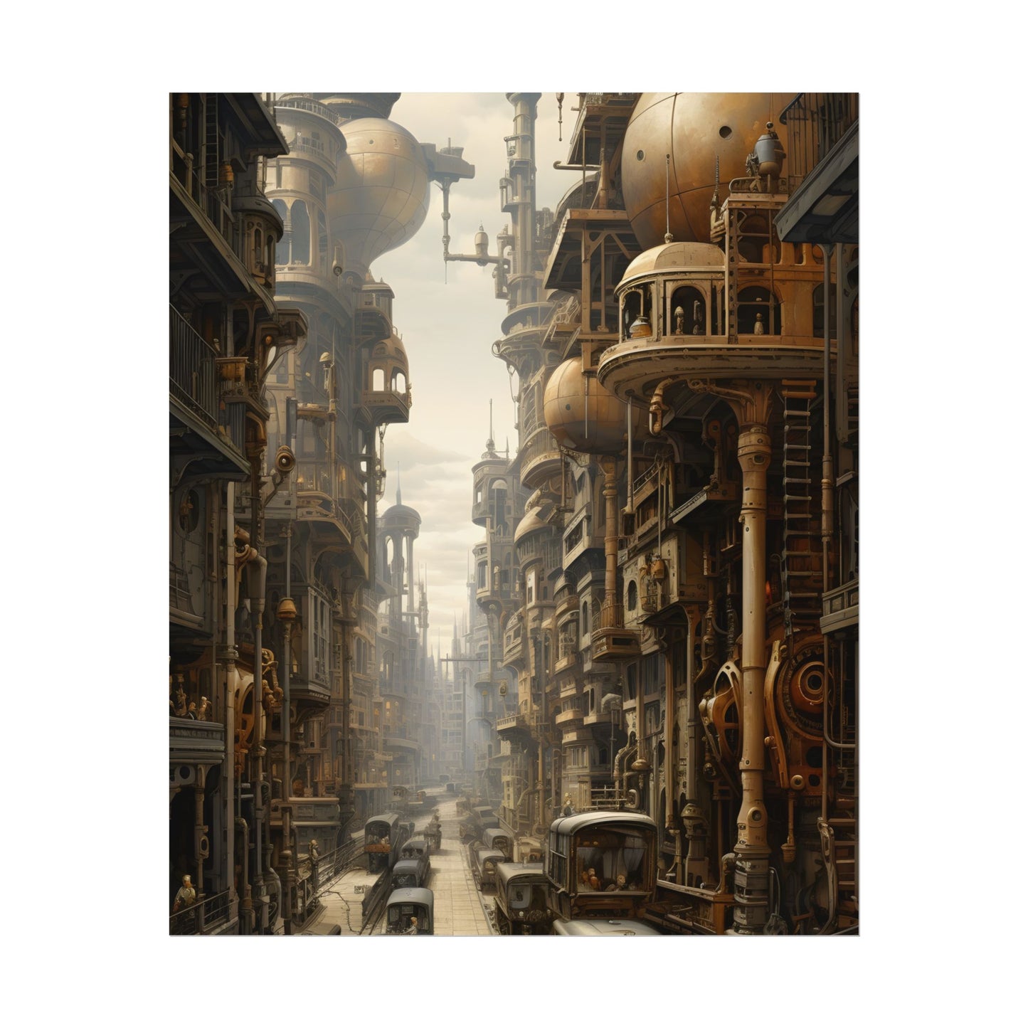 Steampunk Cityscape: A Glimpse into Jules Verne's Paris - Poster