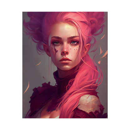 Enigmatic Portrait: Pink Hair in Darkness - Poster