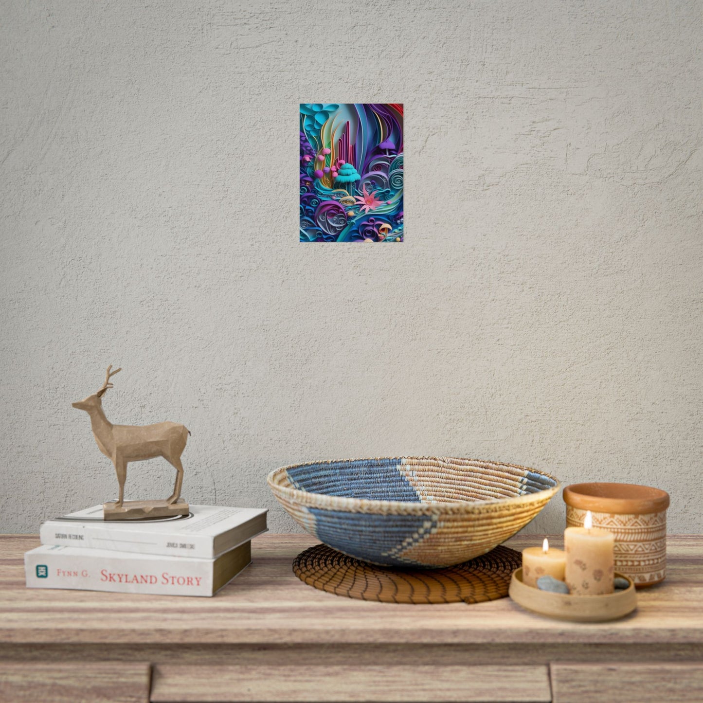 Vibrant Beach Landscape: Paper Quilling Artwork - Poster