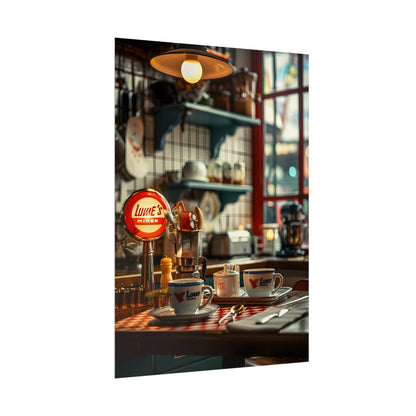Retro Warmth: Cozy Lukes Diner Coffee Scene Art - Poster