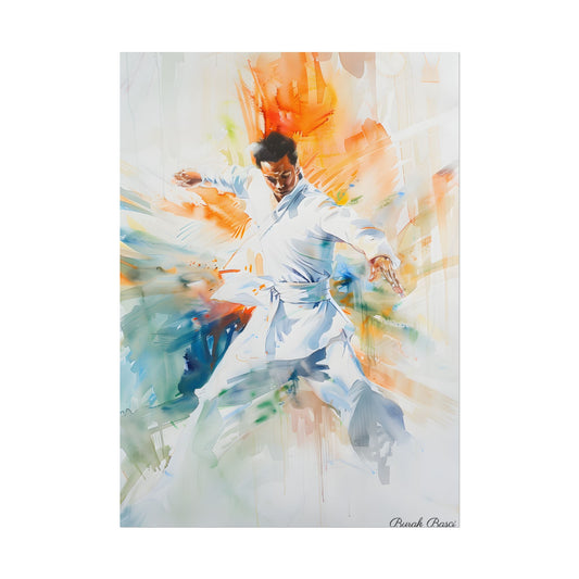 Watercolor Dance: A Historical Man in White Artwork - Poster
