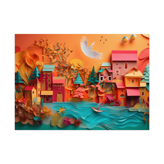 Realistic Quilled Paper Bird: Brown Beige Artwork - Poster
